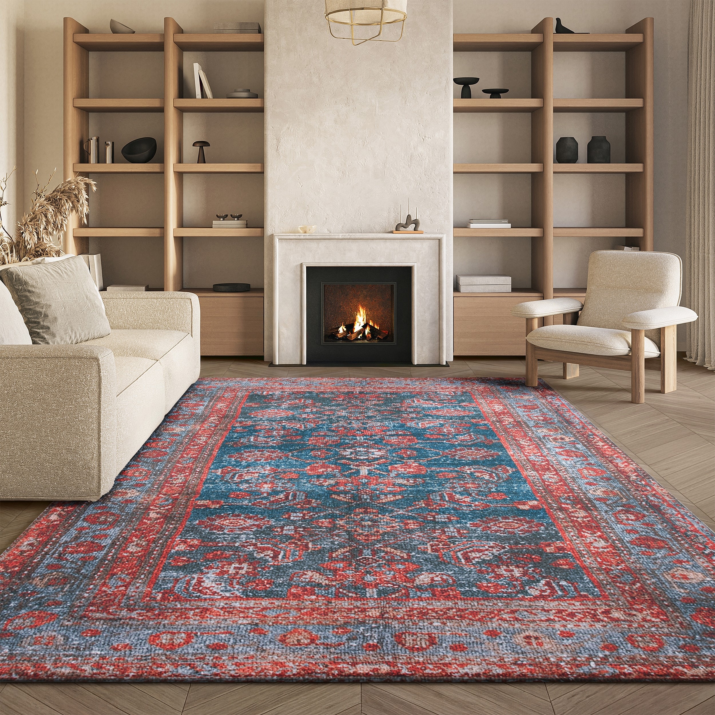 SAFAVIEH Tucson Machine Washable Slip Resistant Elmira Oriental Rug