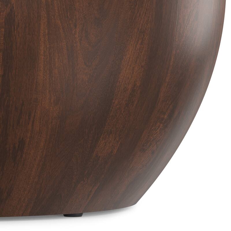 WYNDENHALL Keystone 34 inch Wide Solid Mango Modern Industrial Drum Coffee Table & Assembled