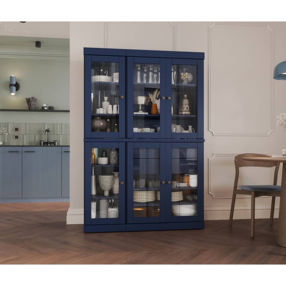 Palace Imports 100% Solid Wood 48.5" Pantry China Cabinet with Clear Glass Doors, 2-Drawers and Adjustable Shelves