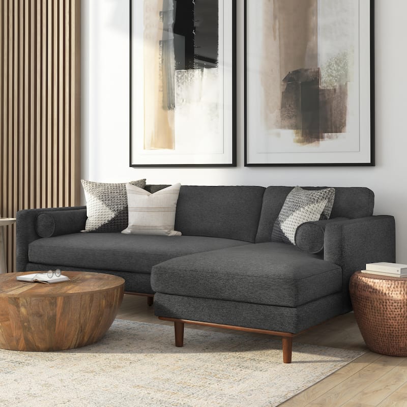 WYNDENHALL Brixley Mid-Century102 inch Wide Sofa - Charcoal Grey