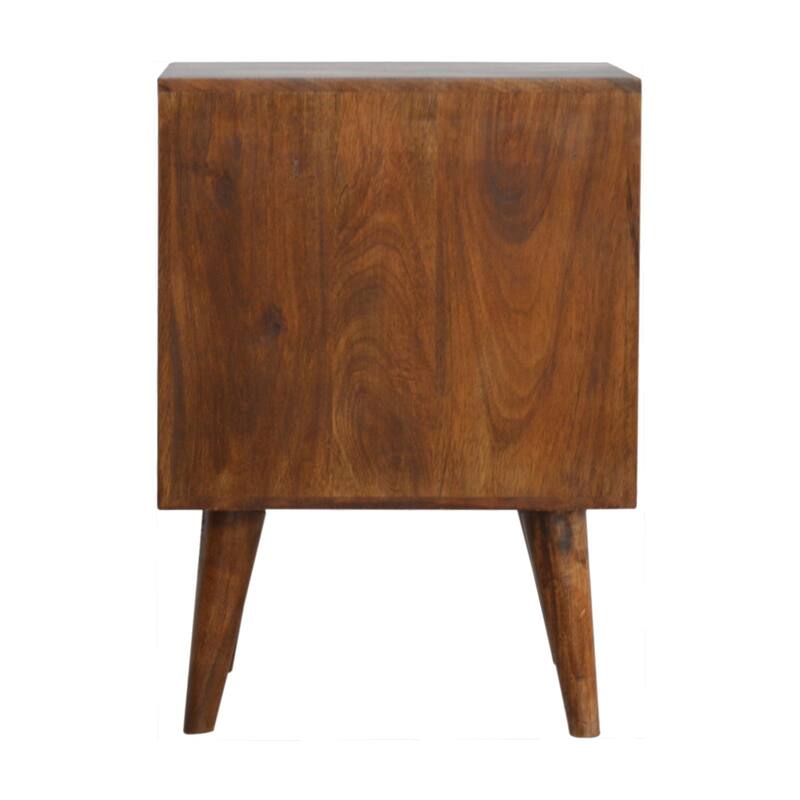 Chestnut Cube Carved Bedside Nightstand