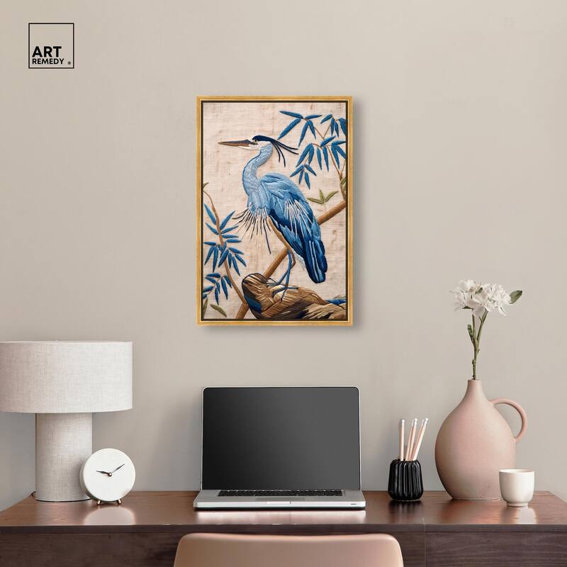 Needlework Heron Canvas by Art Remedy