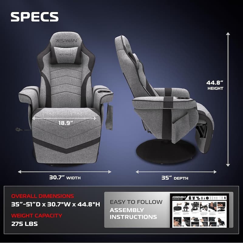 RESPAWN 900 Gaming Recliner - Reclining Gaming Chair with Footrest, Gaming Chair Recliner