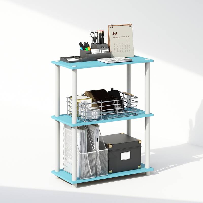 23.6 in. Tall White Wood 3-Shelf Bookcase