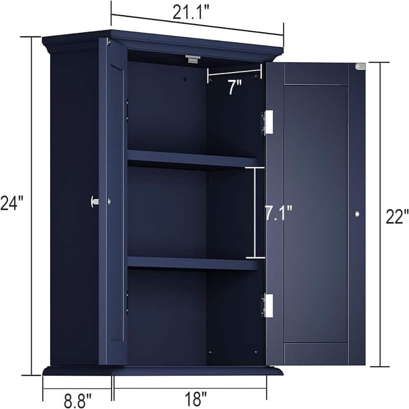 Bathroom Wall Cabinet - 8"D x 21.1"W x 24"H