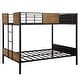 preview thumbnail 3 of 25, Full-over-Full Bunk Bed Modern Style Steel Frame Bunk Bed with Safety Rail, Built-in Ladder for Bedroom