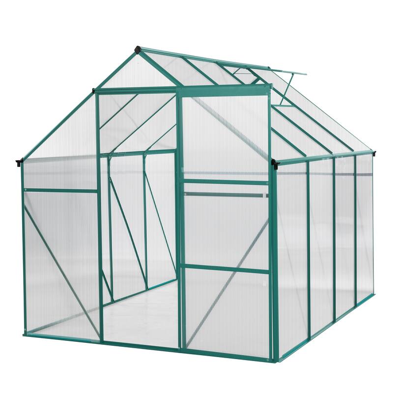 6 x 8 FT Outdoor Patio Greenhouse for Outdoor Backyard in All Season - 7' 8" x 6' 7"