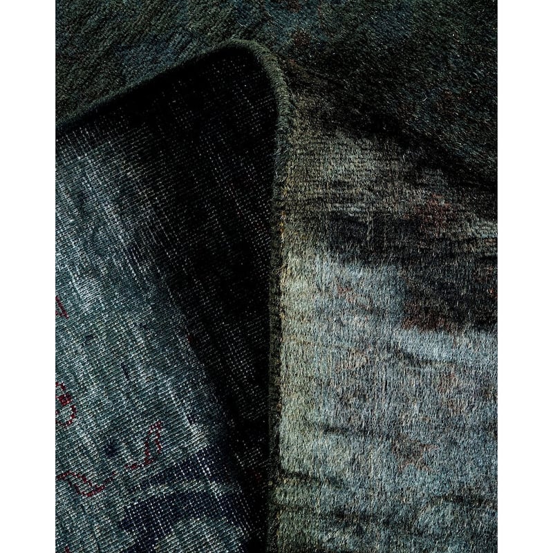 Overton Hand Knotted Wool Vintage Inspired Modern Contemporary Overdyed Black Area Rug - 3' 1" x 5' 3"