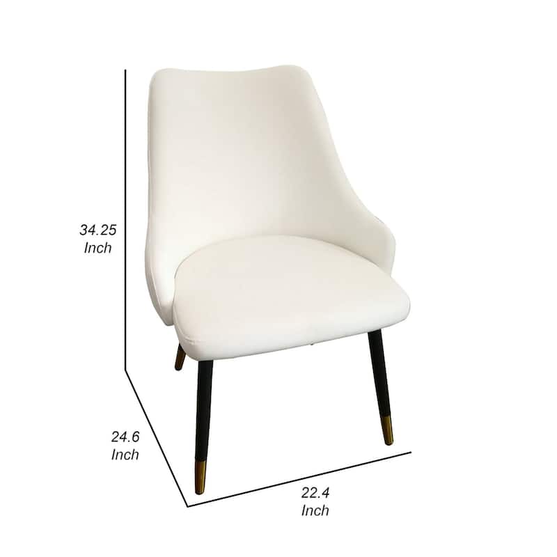 Black and Gold/White Fabric Upholstered Metal Frame Dining Chair, Set of 2, Sturdy Dining Chair for Dining Rooms - 21.75