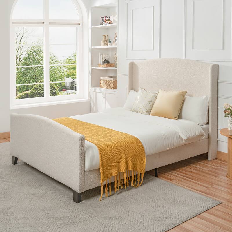 Queen Size Bed Frame with 49.21"High Back Upholstered Headboard