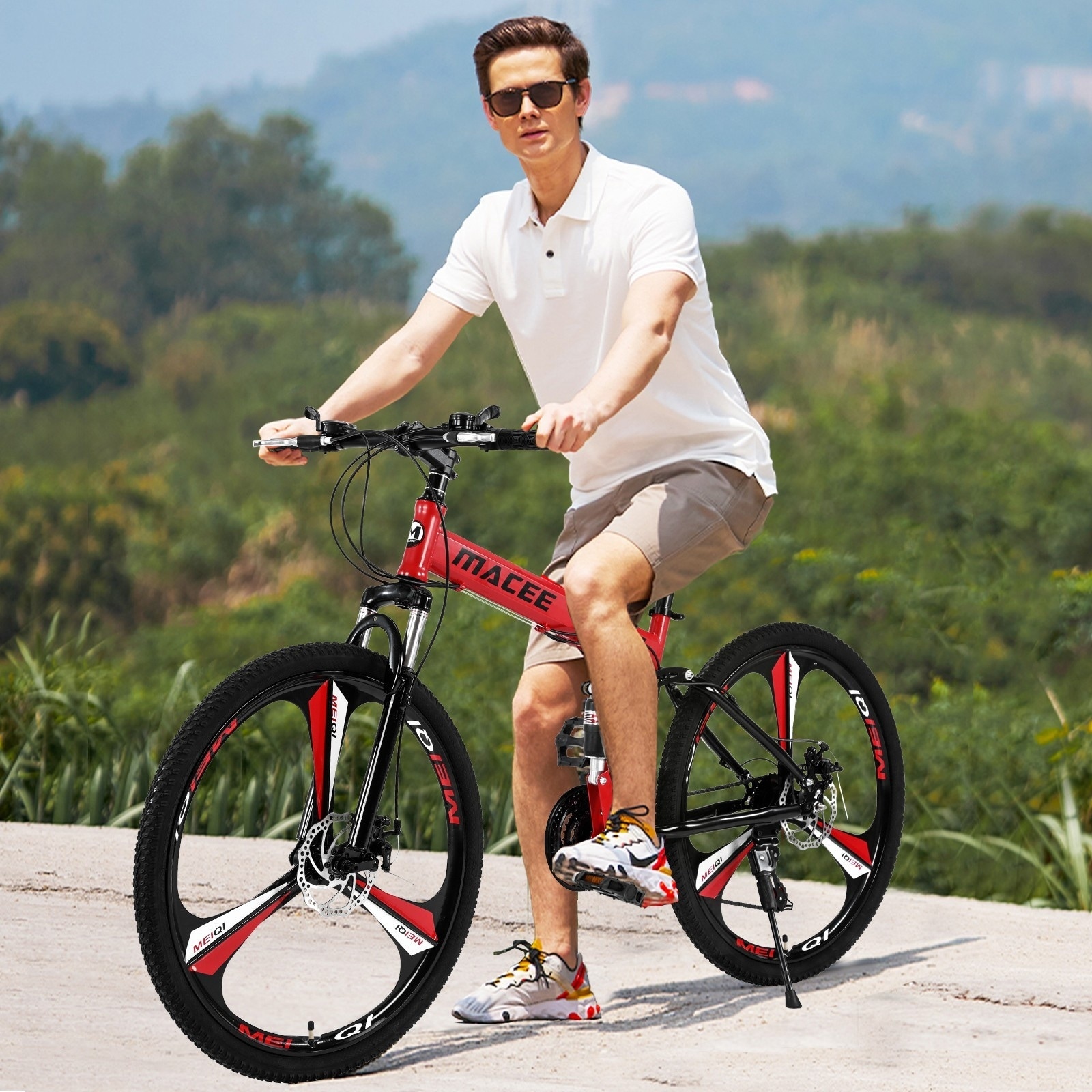 Cycling 26in Folding Mountain Bike Shimanos 21 Speed Bicycle Full