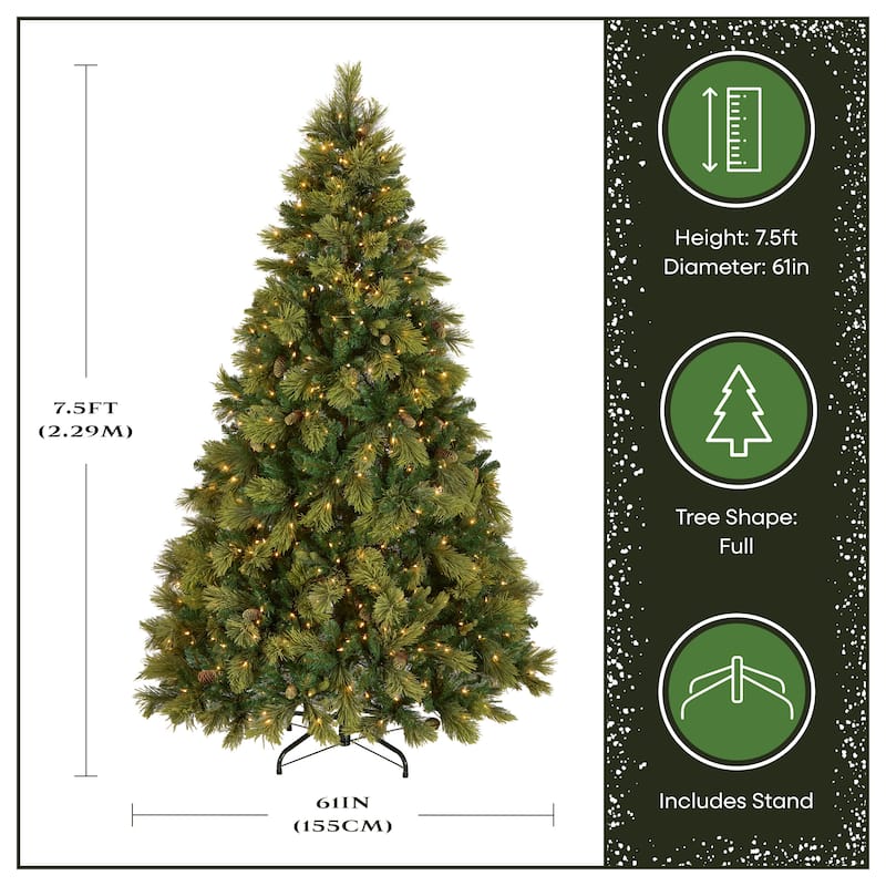 National Tree Company 7.5 ft. Pre-Lit Carolina Pine Christmas Tree - 7.5 Foot