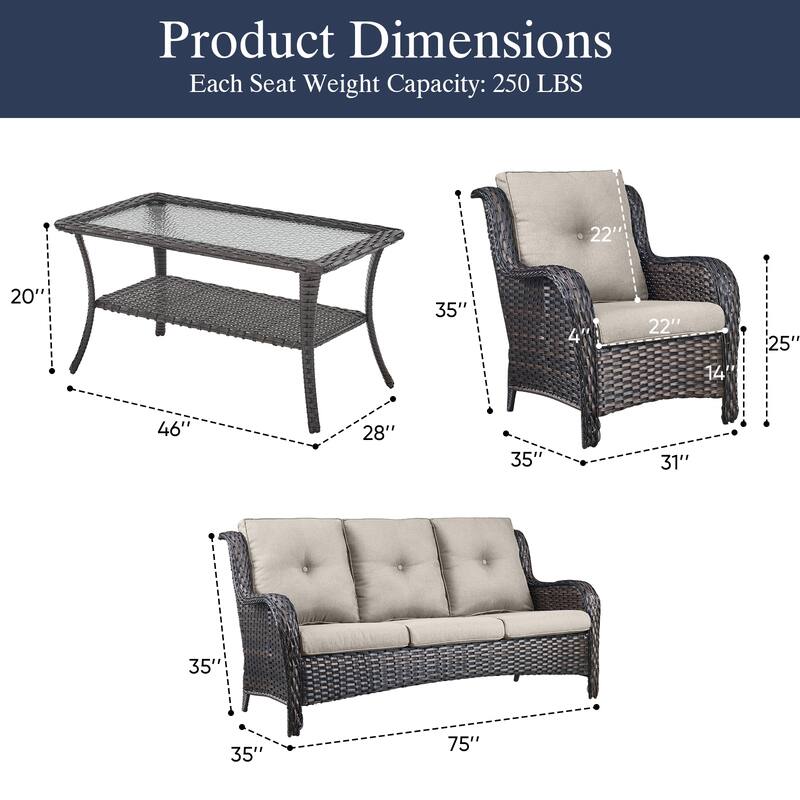 Outdoor Patio Chairs with Sofa Coffee Table