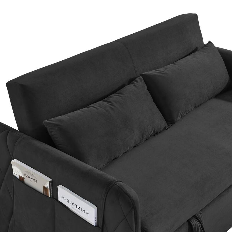 Multifunctional Pull-Out Sofa Bed, Convertible Sleeper Sofa Bed with Storage Bag, Upholstered Armsofa for Bedroom