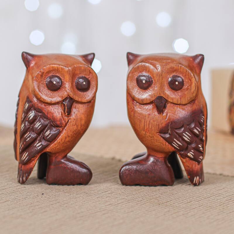 Novica Handmade Twin Wisdom Wood Figurines (Set Of 2)