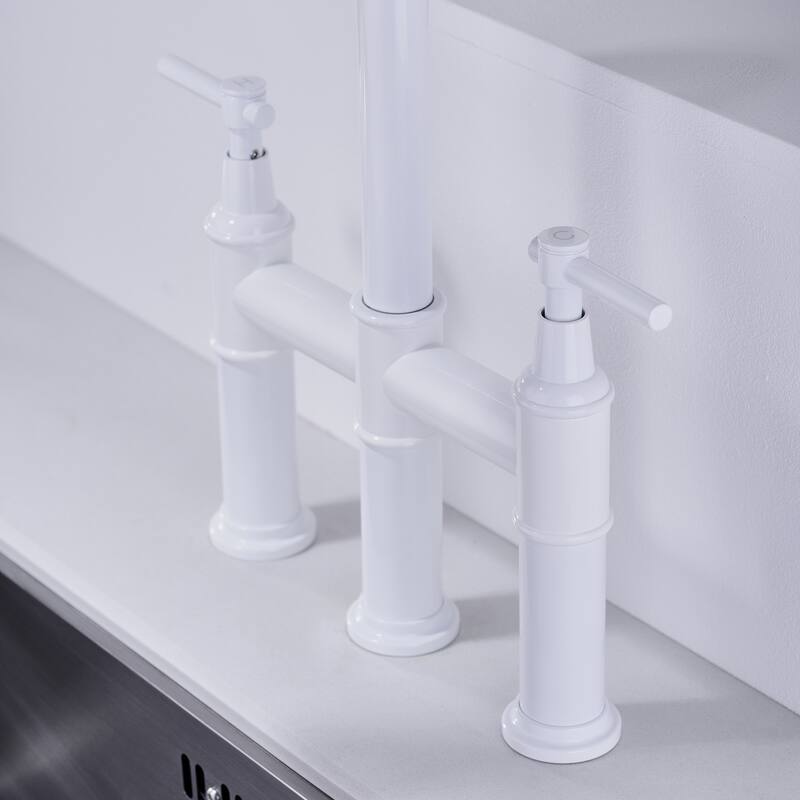 Bridge Kitchen Faucet with Pull-Down Sprayhead in Spot