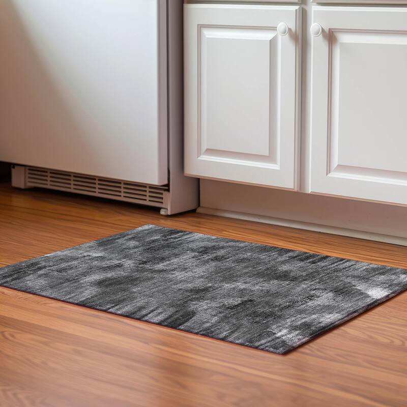 Premium Washable Super Soft Brushstrokes Modern V Mayfield Rug - Gray - 1' 8" x 2' 6" - Rectangle