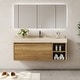 preview thumbnail 54 of 73, 48" Modern Floating Single Bathroom Vanities with Sink, Brown or Natural wood, 2 Drawers