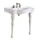 preview thumbnail 3 of 8, Jasmine White Porcelain Wall Mount Console Sink 2 Spindle Pedestal Leg With Overflow and Widespread Faucet Holes