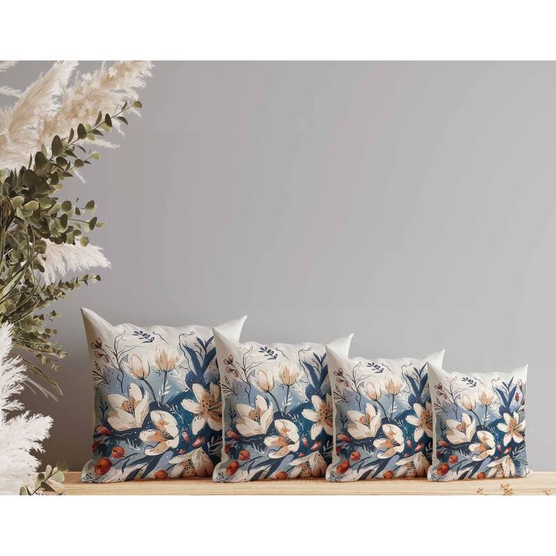 Painted Paradise Faux Suede Reversible Throw Pillow Blue and Red
