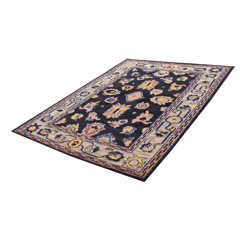 ECARPETGALLERY Hand-knotted Modern Oushak Dark Navy Wool Rug - 9'2 x 12'2