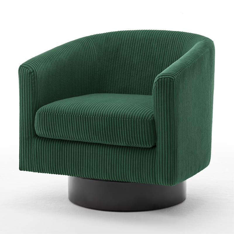Corduroy Upholstered Swivel Barrel Chair (Set of 2)