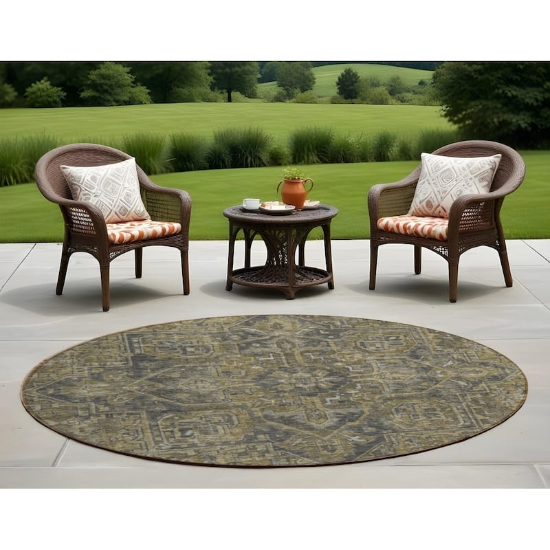Paso Oriental Weather Resistant Timeless Grace Outdoor Rug - 8' Round - Multi