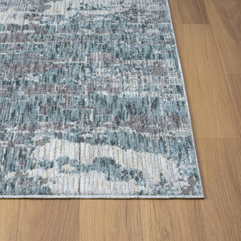 Reeves Modern Abstract Gray/Blue Performance Indoor Area Rug by Sevita