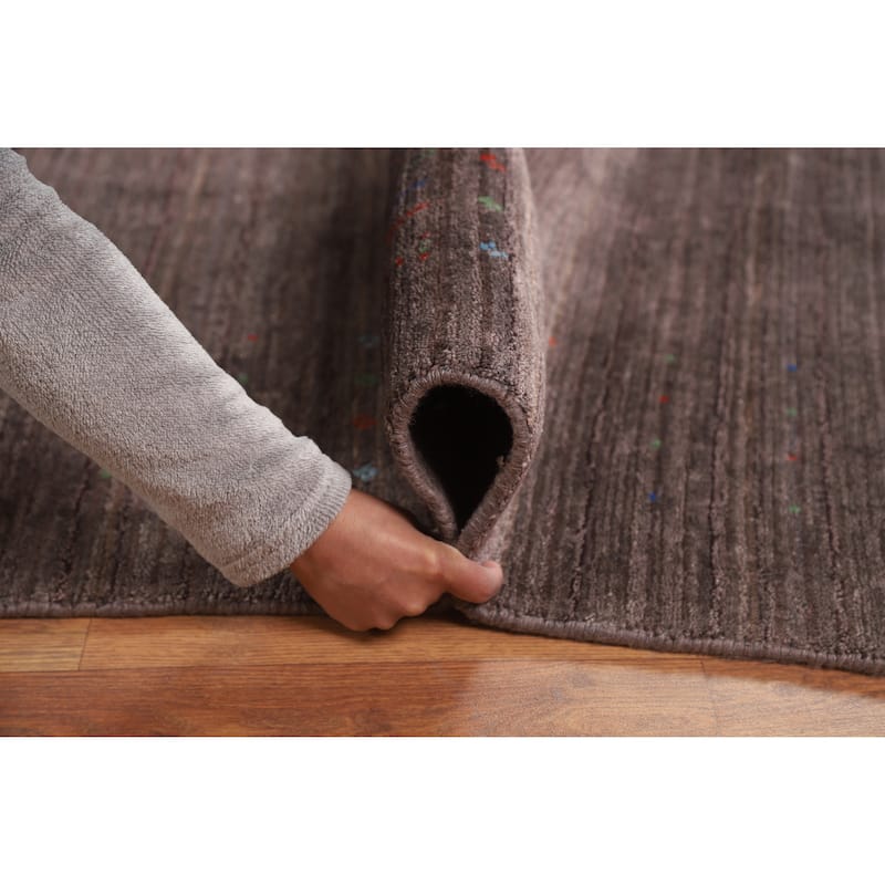 Tribal Brown Gabbeh Oriental Area Rug Handmade Wool Carpet - 8'1" x 9'8"