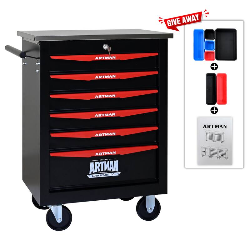 4/5/6/7 Metal Drawers Tool Cart with Wheels for Garage Workshop