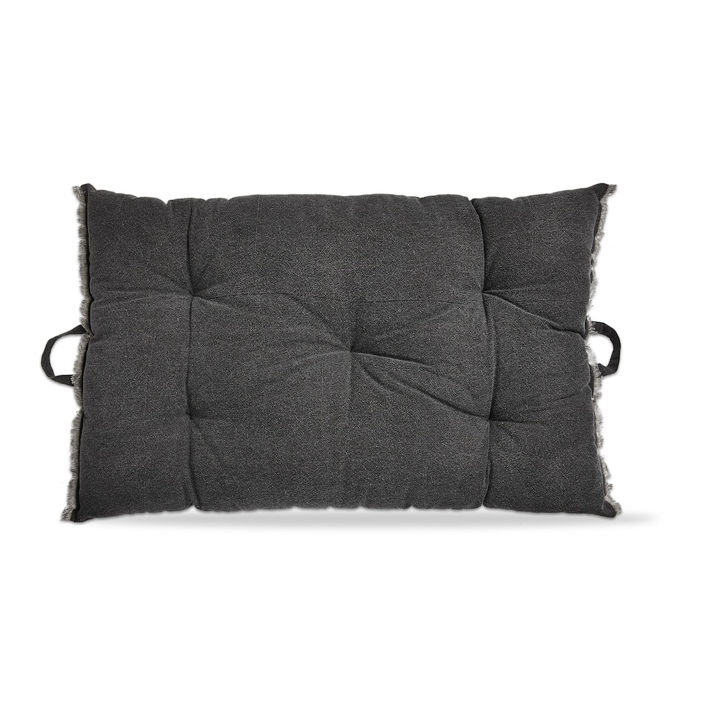 40"x26" Black Cotton Yarn Dyed Stone Wash with Handles Accent Decorative Throw Pillow Poly Filled Insert Rectangle able