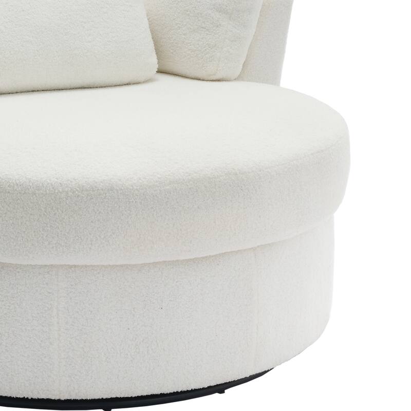 Modern Swivel Barrel Chair, Upholstered Swivel Accent Chair for Living Room