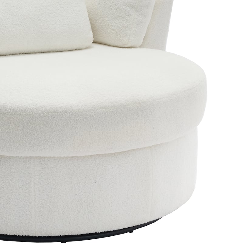 Upholstered Swivel Barrel Armchair with Storage Ottoman (Set of 2)