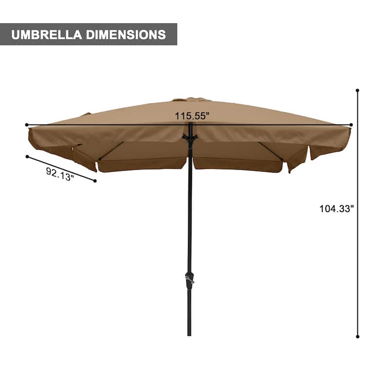 Clihome 10' x 8' Patio Square Market Umbrella with Skirted Canopy