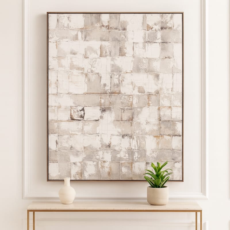 Canvas Wall Art Framed Handpainted Neutral Toned Palette - 2" Multi