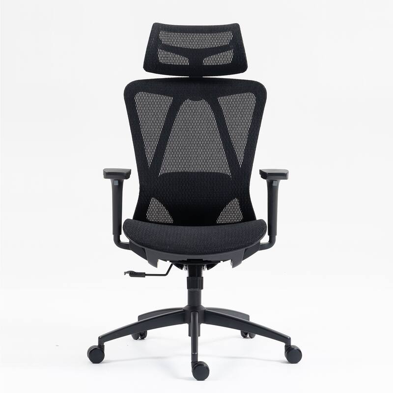Black Mesh Office Chair with 3D Adjustable Armrests and Ergonomic Back Support
