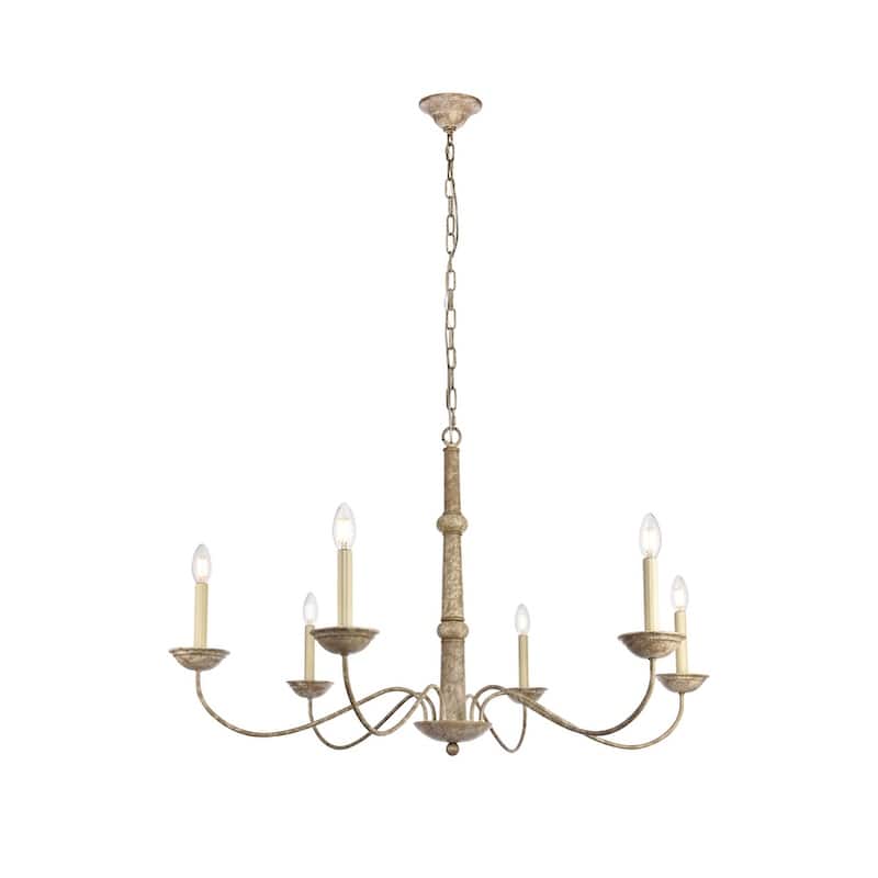 Merritt Collection Chandelier D39.8 H24 Lt:6 Weathered Dove Finish - weathered dove