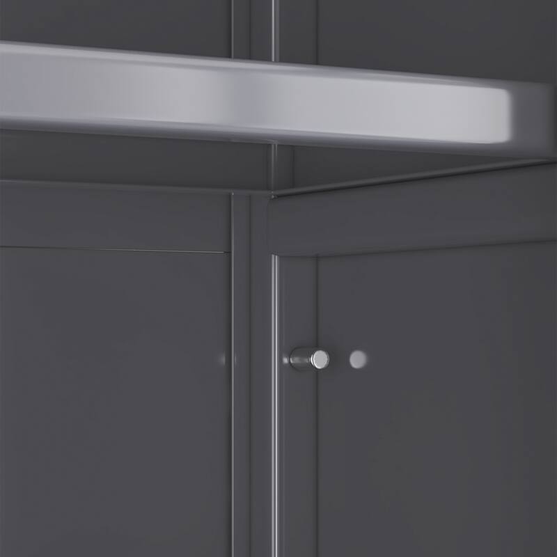 Floor-to-Ceiling Metal Kitchen Pantry Cabinet with Double Doors, Rolling Storage Shelf for Microwave and Bowls