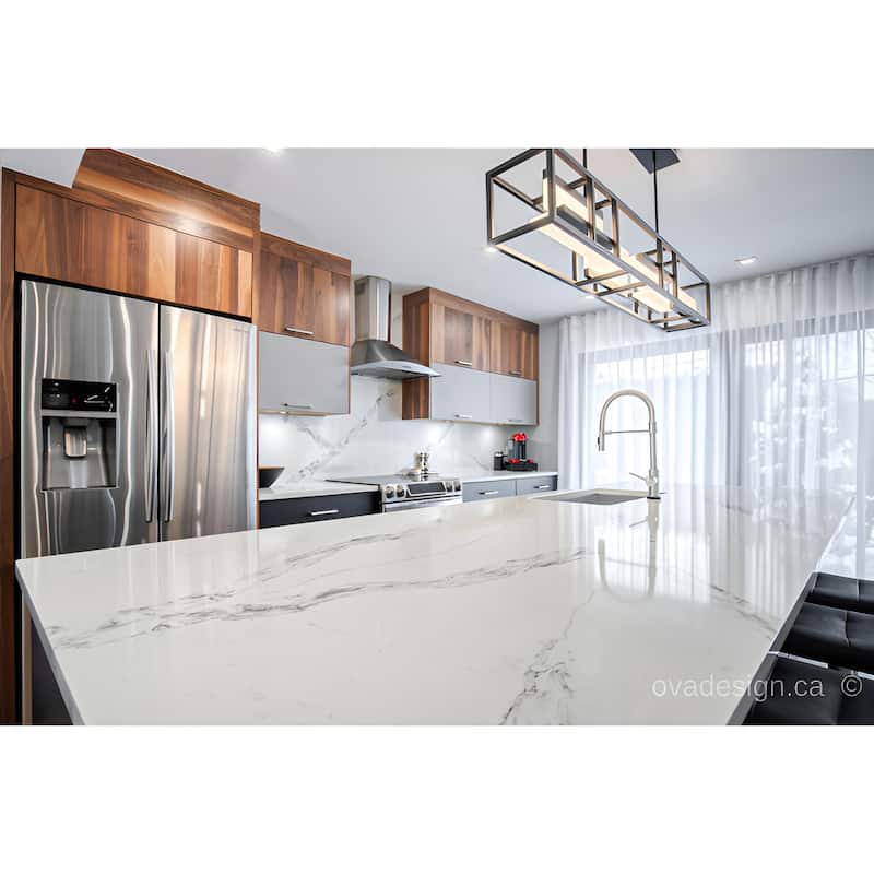 LED 40 Inch Kitchen Island Pendant Light, Black Ceiling Scifi Linear Light