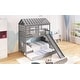 preview thumbnail 5 of 16, Twin Over Twin House Bunk Bed with Trundle & Slide