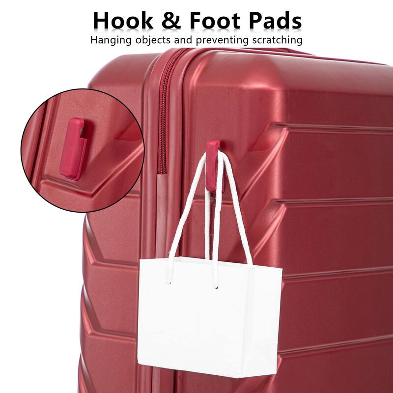 20"/24"/28" 3-Piece, Modern Luggage Sets with Retractable Handle and Combination Lock, for Boarding Travel, Wine Red