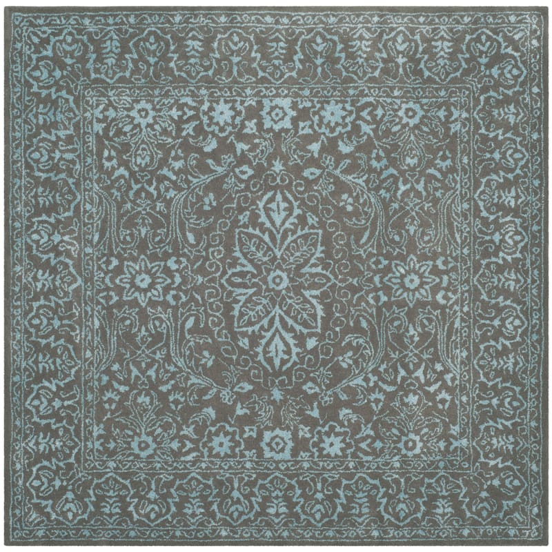 SAFAVIEH Handmade Glamour Dolors Modern Viscose Rug - 6' Square - Blue/Dark Grey