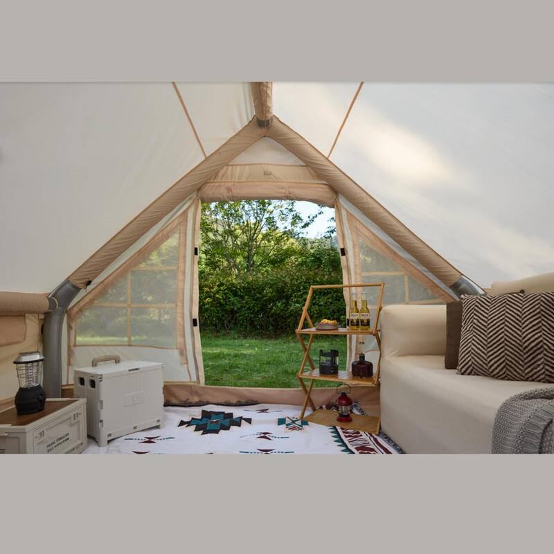 Erommy Inflatable Camping Tent, Glamping Tents 4 Season Waterproof Windproof Cotton Tent with Stove Jack & Mesh Windows & Pump