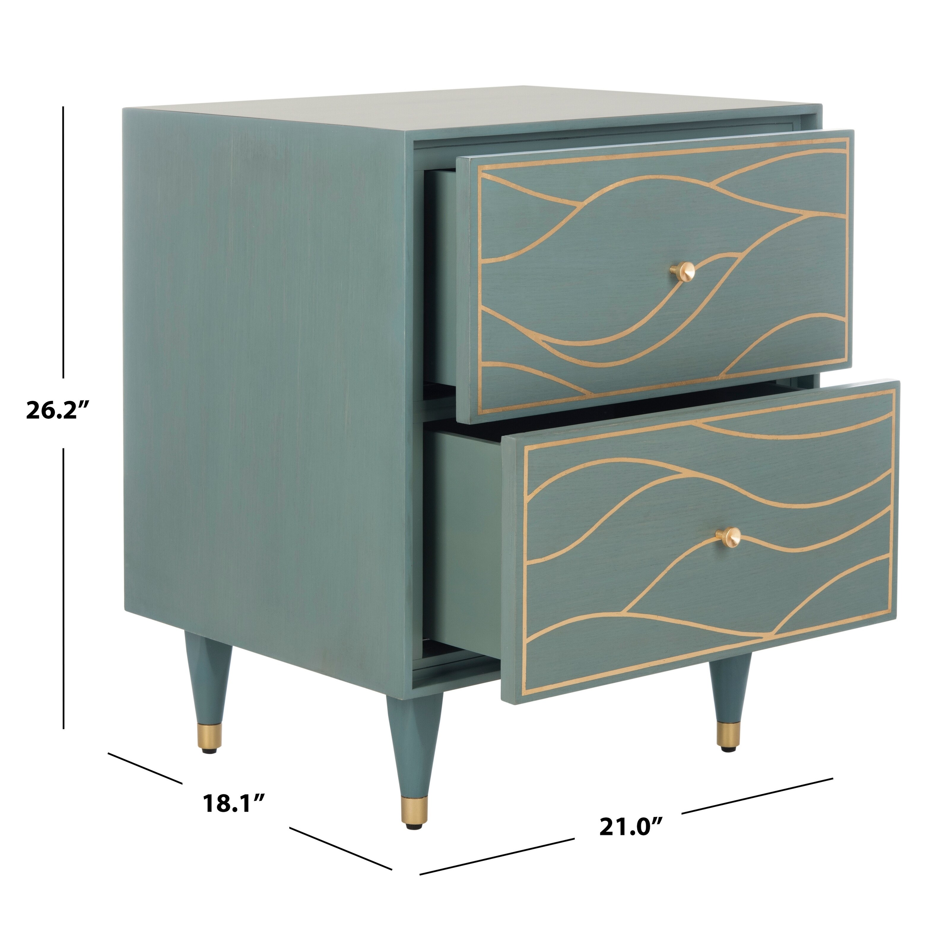 Shop Safavieh Couture Broderick Wave Nightstand Seafoam Gold Overstock 26564765