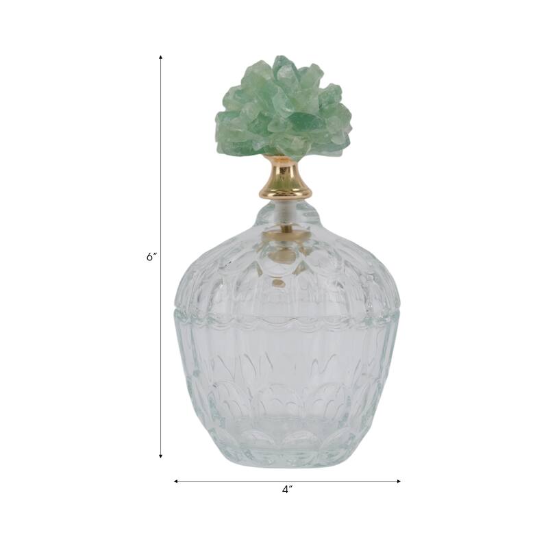 Glass Stone Jar with Fauna Lid Detailing and Textured Transparent Body