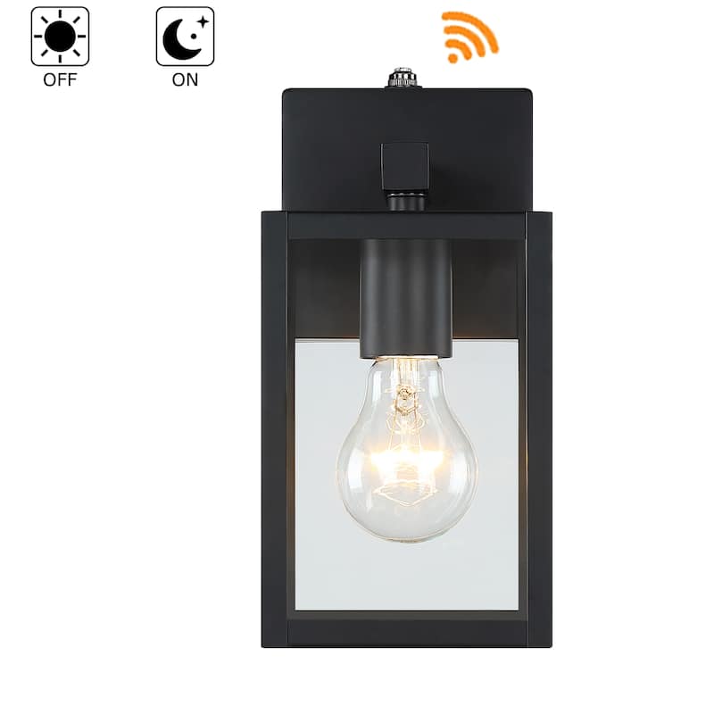 9.5 in. Black Outdoor Hardwired Wall Lantern Scone with Clear Glass Shade and No Bulbs Included