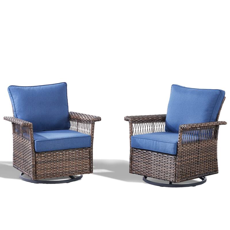 Pocassy Outdoor Swivel Chairs with Sofa Chair Ottoman and Table Set