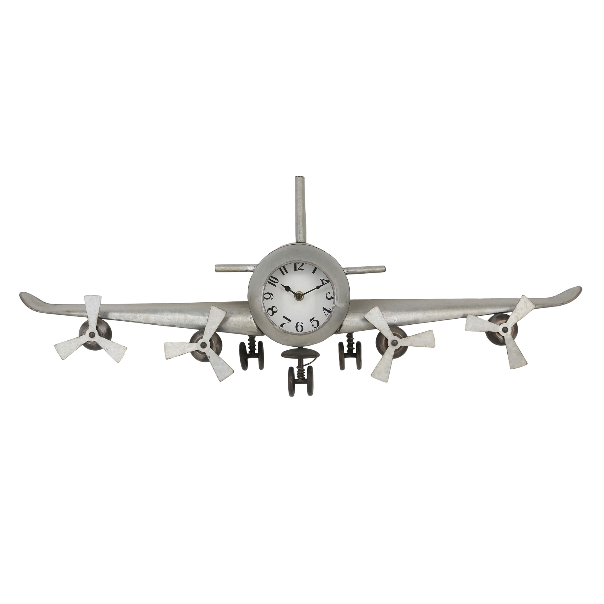 VIP Metal 34 in. Gray Vintage Airplane Wall Clock - 34in X 7.5in X 13.25in