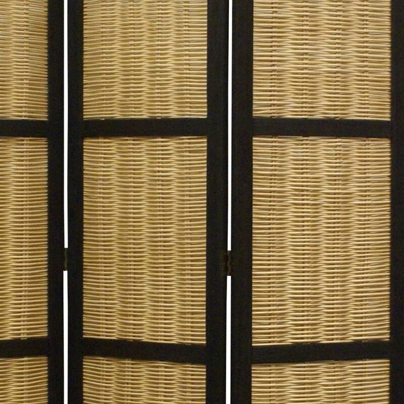 HomeRoots 67" Brown Folding Three Panel Screen Room Divider - 47' X '67' X '1