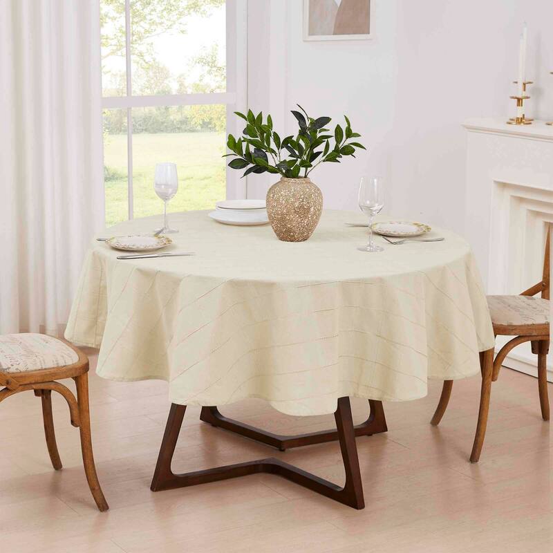 Izod Chadwick Ivory 70" Round Tablecloth